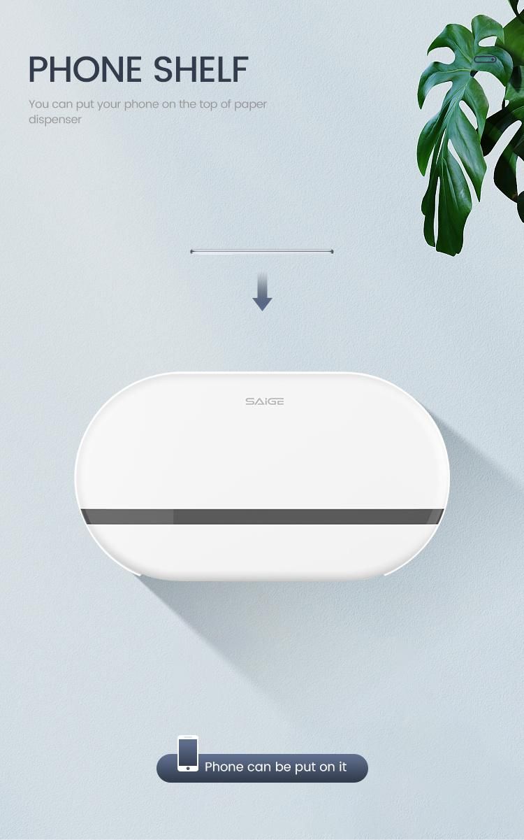 Saige High Quality ABS Plastic Wall Mounted Double Toilet Paper Dispenser