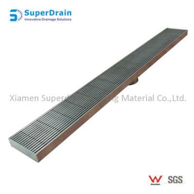 Long Retangular Stainless Steel Bathroom Shower Floor Drain for Hotel with Cover