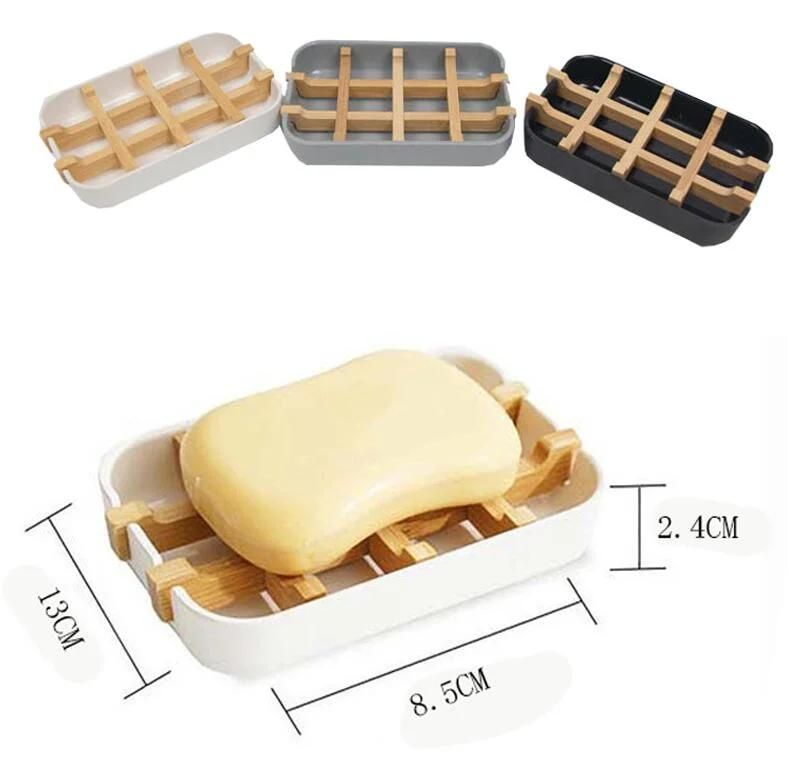 Sustainable Eco-Friendly Soap Dish Bag Set Bathtub Square Shape Bamboo Wooden Soap Holder Dish