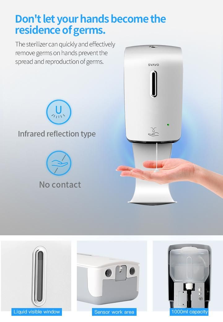 ABS Plastic 1000ml Refillable Touchless Automatic Liquid Soap Dispenser