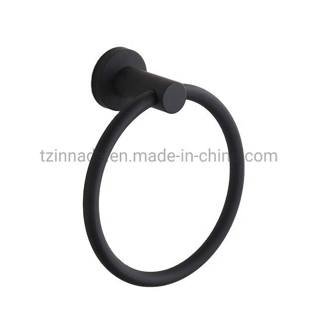 Matt Black Zinc Wall Mounted Bathroom Towel Ring (NC530125)