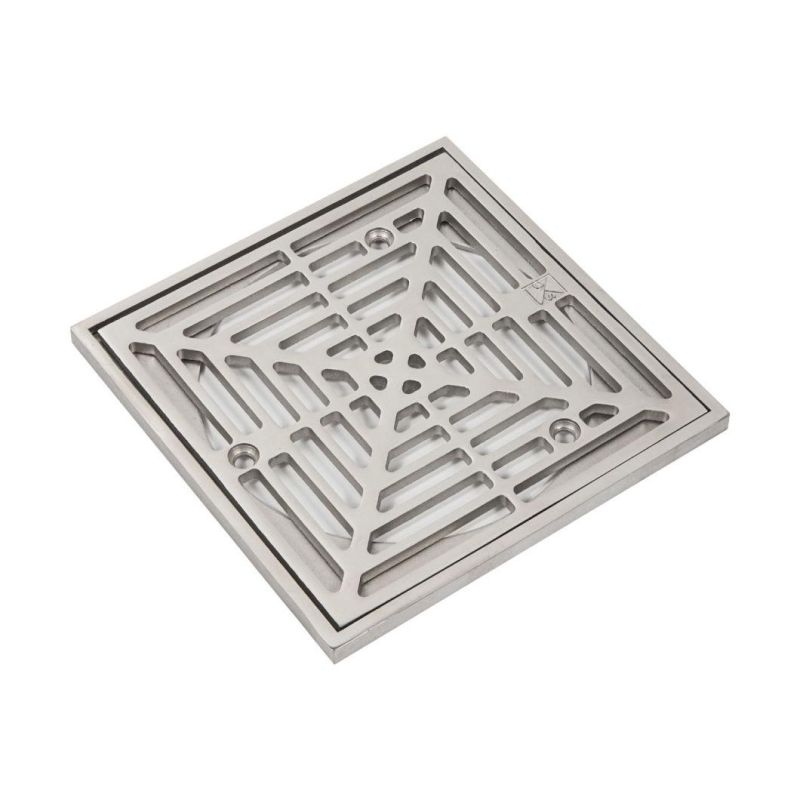 Zinc Alloy Nickel Brushed 4 Inch Square Shower Drain