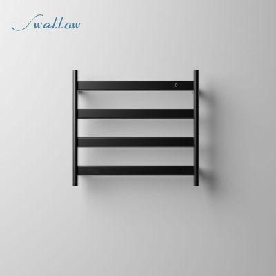 Straight 4-Bar Hardwired Electric Towel Warmer in Matte White or Matte Black