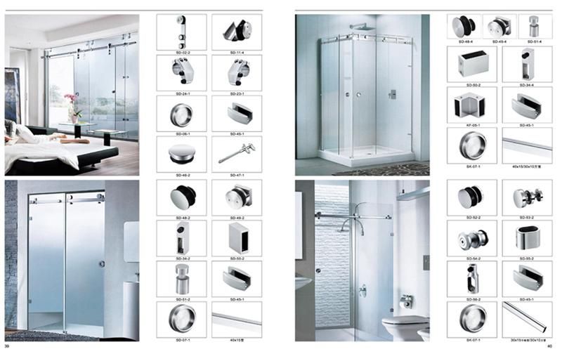 Square Tube Stainless Steel Sliding Shower Glass Door Hardware