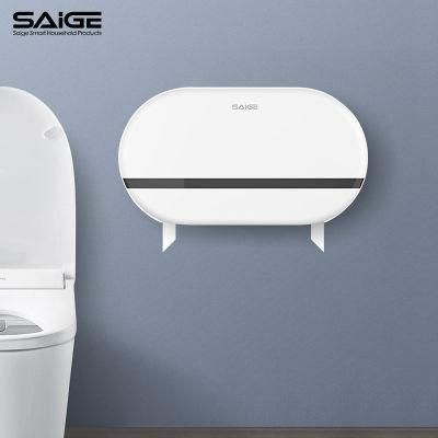 Saige High Quality Plastic Wall Mounted Double Toilet Tissue Paper Dispenser