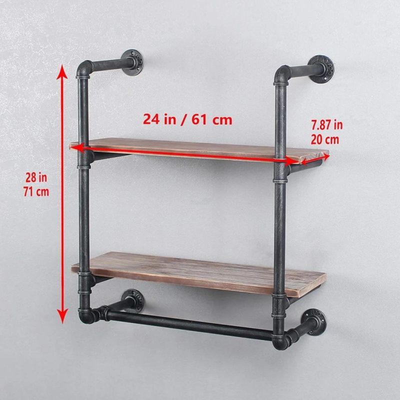 Vintage Industrial Retro Shelving Home Decorations Malleable Iron Towel Rack with Flange