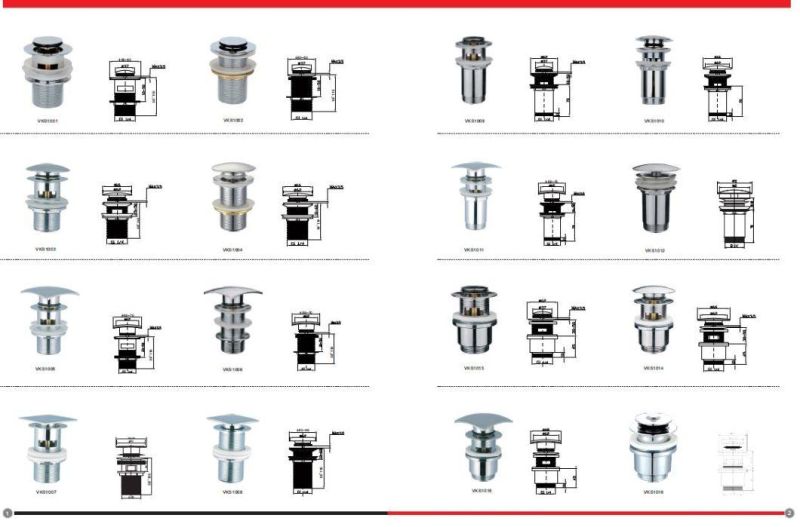 Brass Basin Pop-up/Clic Clac Semicircular Plug Unslotted Waste Sink Drainer with Zinc Backnut