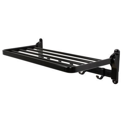 Custom Wall Mounted Black Aluminum Bathroom Set Accessories Bar Folding Towel Rack