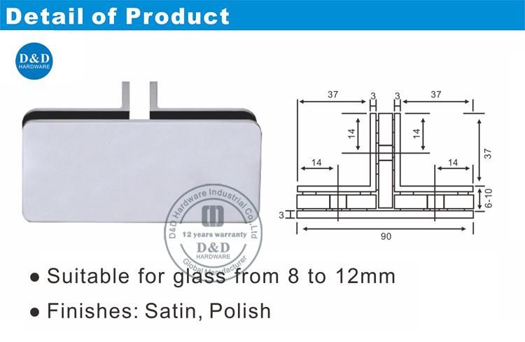 Residential High Quality Glass Door Clip in Stainless Steel