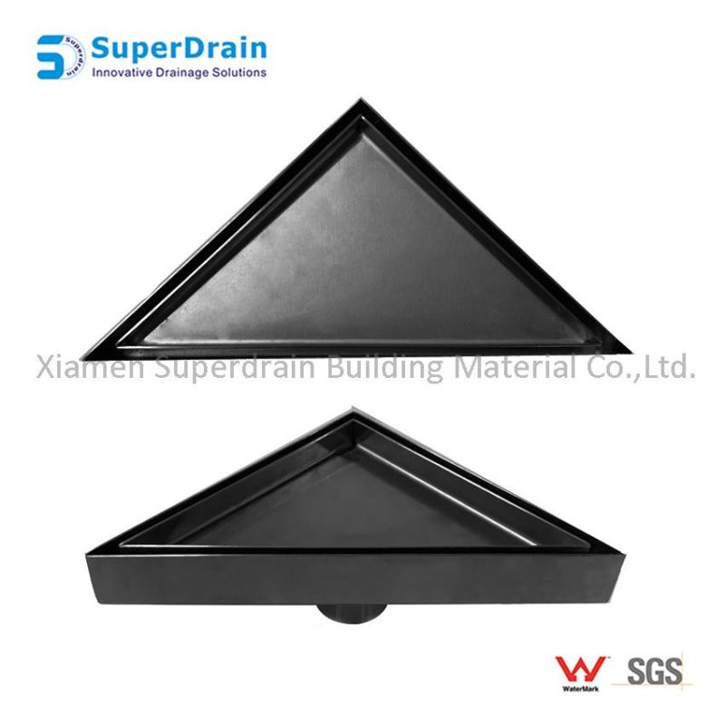 Triangle Floor Drain Tile Bathroom Sink Drain Shower with Flange Grate