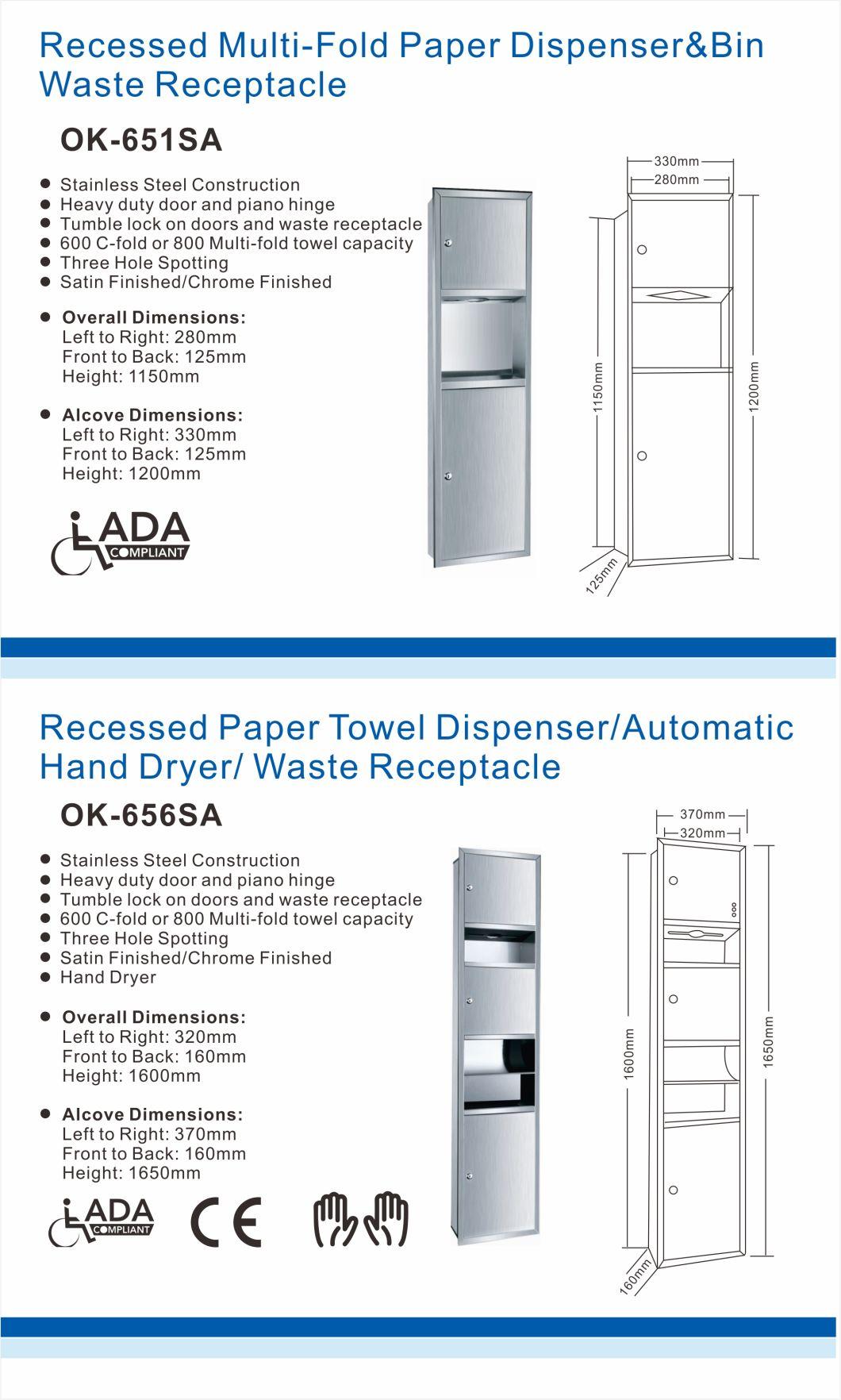600 C-Fold/ 800 Multi-Fold Stainless Steel Recessed Paper Towel Dispenser