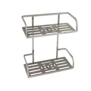 Luolin Bathroom Shower Double Shelf Premium 304 Stainless Steel 2 Tier Rectangle Rack Shower Caddy Organizer Holder Display, Brushed 972130-7