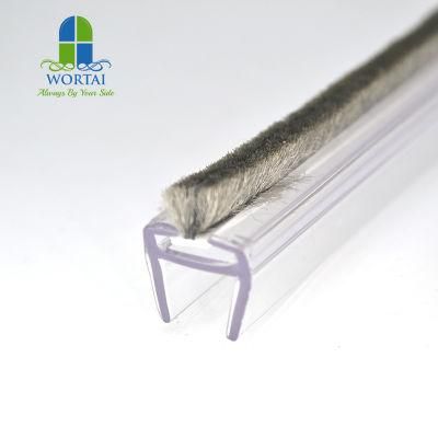Glass Shower Door Seal Hard Super Clear PC Seal Strip with Brush Seal