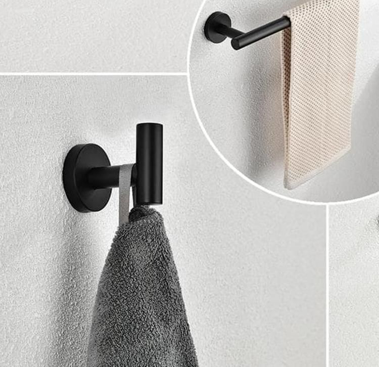 Modern Bathroom Accessories Set Matte Black Hook