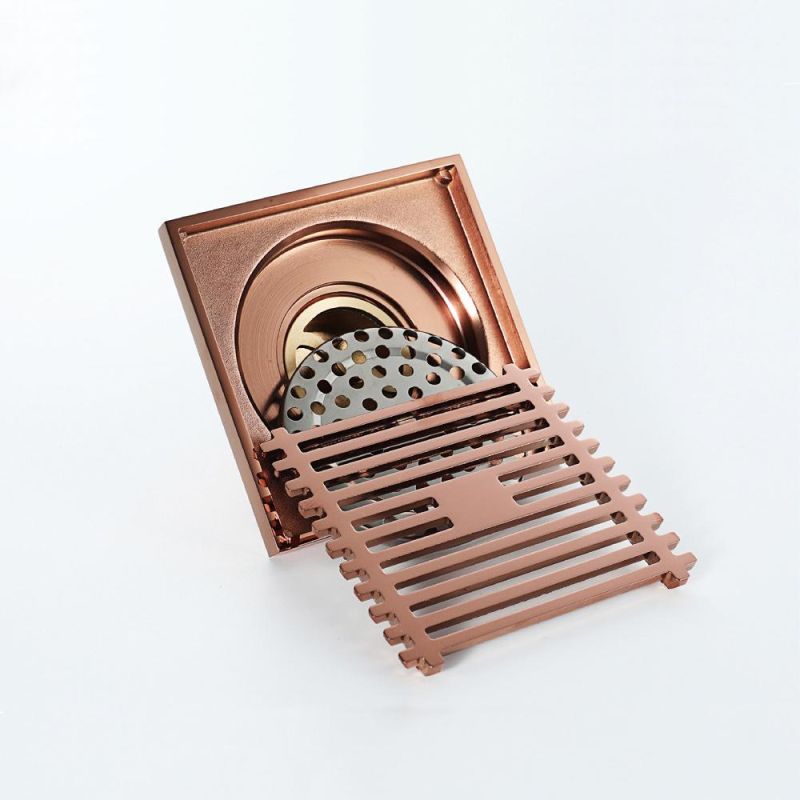 China Factory Shower Rose Floor Drain Hair Catcher Gold Concealed Floor Drainer
