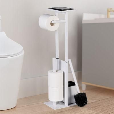 Multifunctional Bathroom Standing 304 Stainless Steel Tissue Holder Black Toilet Paper Holder with Toilet Brush