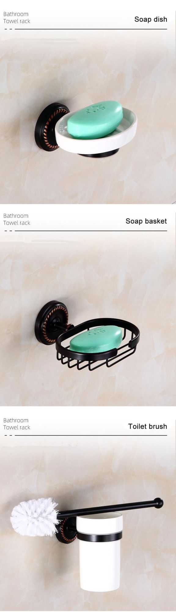 Antique Black Bath Wall Mounted Towel Bar Single Double Tiers Towel Shelf Holder