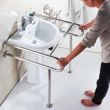 Bathroom Grab Bar Bracket Wall Mounted Floor Standing Toilet Grab Bar Handrail