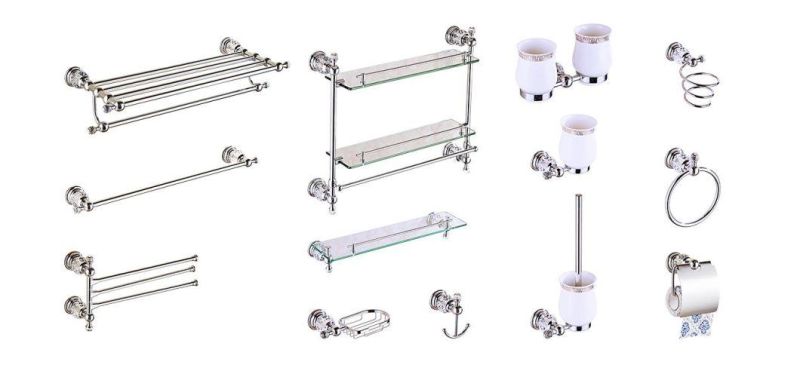 Modern Wall Mounted Towel Shelf Towel Bar for Bathroom Chrome Plating Zinc Alloy + SS201