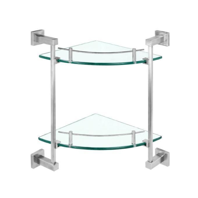 Wall Mounted Glass Shelf with Stainless Steel Brackets Corner Shower Shelf