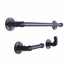 Wall Mounted Industrial Pipe Towel Rack 18 Inch Towel Bar Bath Towel Holder with Floor Flange