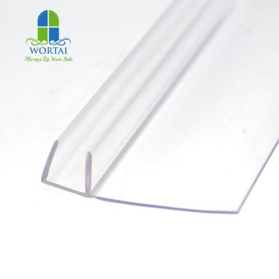 Clear Polycarbonate Door Long Lip Seals with Side Sealing for 6-8mm Thickness Glass Door