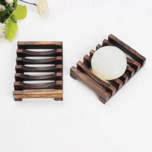 Wooden Soap Dish Carbonized Wood Dish Storage Holder Mildew Proof Drain Rack Natural Biodegradable Bathroom Accessories