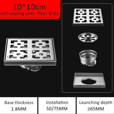 10*10cm Public Bathroom Balcony Shower Room Large Discharge Odour Proof Stainless Steel Big Size Floor Drain