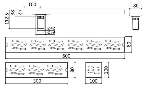 Pd-33165 Bathroom Accessories Stainless Steel Long Floor Drain (Satin finished)