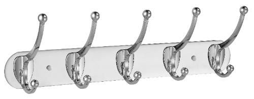 Stainless Steel Heavy Duty Coat and Hat Hook Rail Wall 4 Tri Hooks