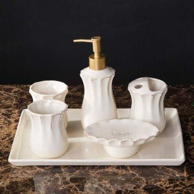 Bathroom Luxury Design Hotel Home Decoration Ceramic Bathroom Accessory Set