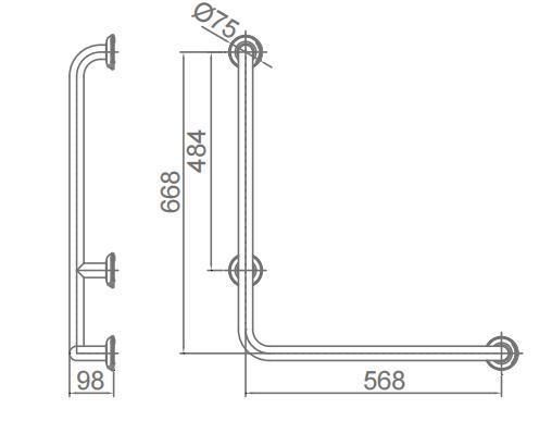 Big Sale Stainless Steel Satin Finished Right Shape Safety Grab Bar