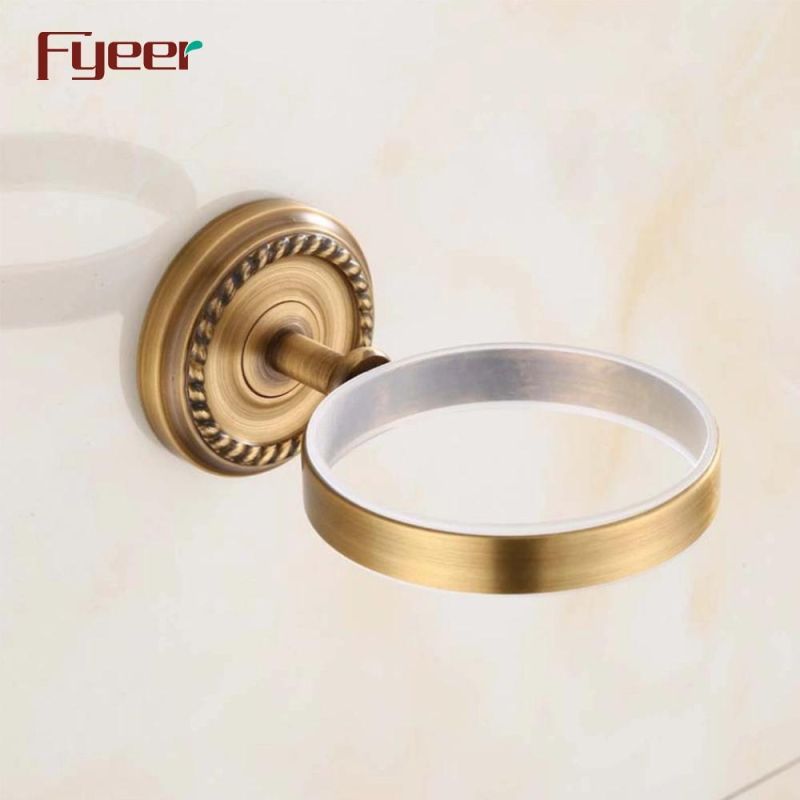 Fyeer Bathroom Accessory Antique Brass Toilet Brush Holder