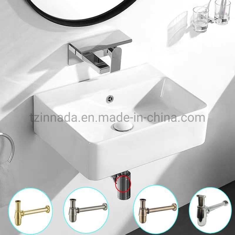 Brass Siphon Pop up Waste Basin Drain with Brush Nickel Sink Pipe Flesafval Trap (ND003-BN)