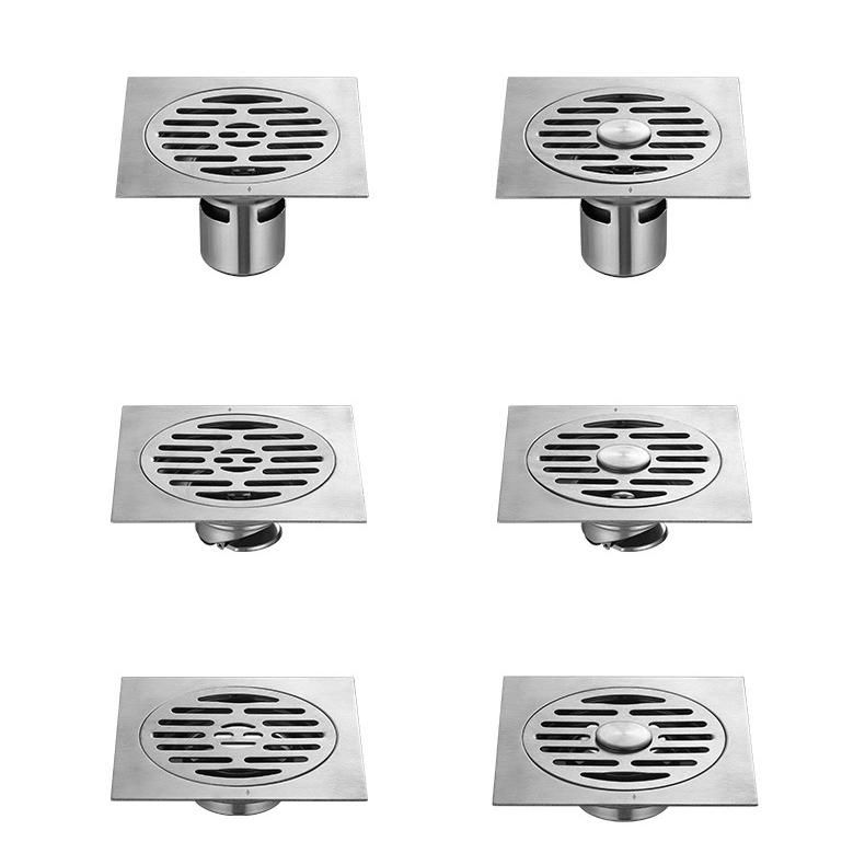 5 Inch Stainless Steel Floor Drain 15*15cm Roof Large Displacement Square Floor Drain Hotel DN110 Water Seal Anti-Odor Automatically Closed Type Floor Drain