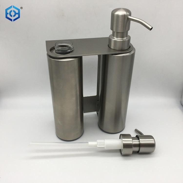 Stainless Steel Wall Mounted Double Pump Soap Dispenser for Bathroom