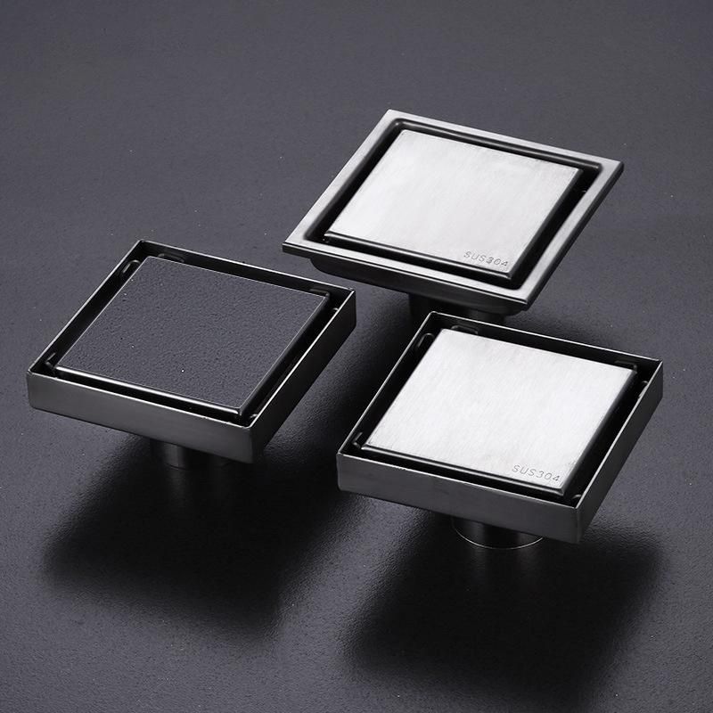 11*11cm 304 Stainless Steel Invisible Floor Drain Sanding Square Bathroom Toilet Shower Room Hidden Deodorant Floor Drain
