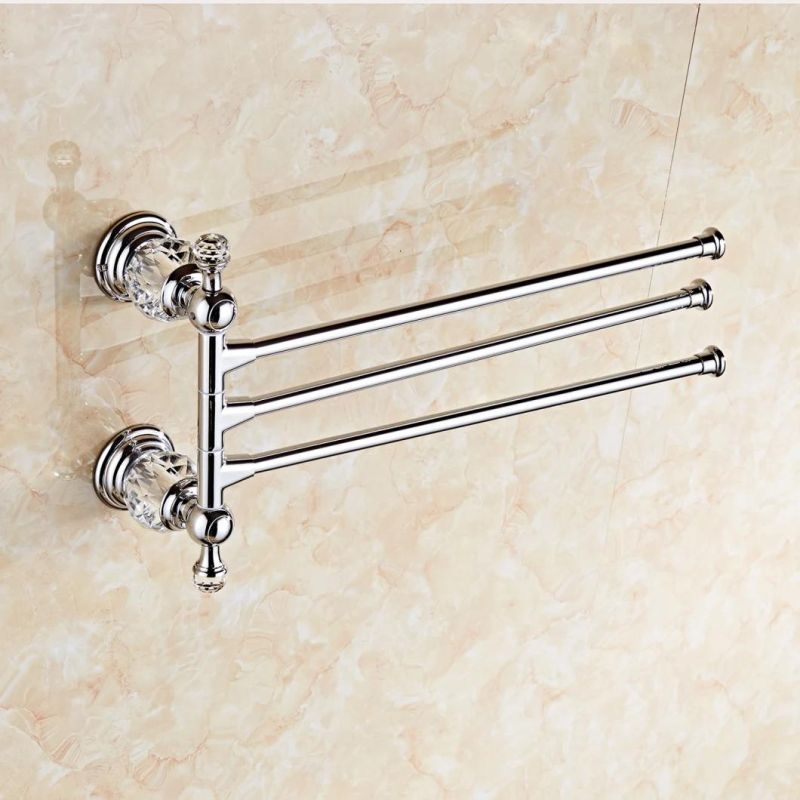 Bathroom Modern Wall Mounted Towel Shelf Towel Bar Chrome Plating Zinc Alloy + Ss201