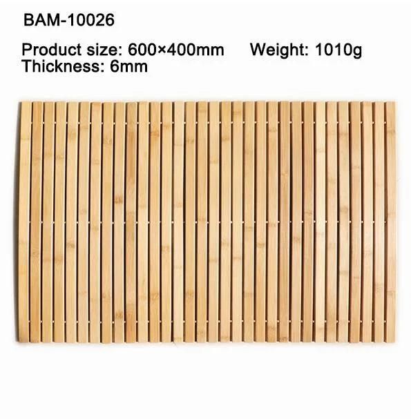 Natural Bamboo Non-Slip Rubber Shower Mat