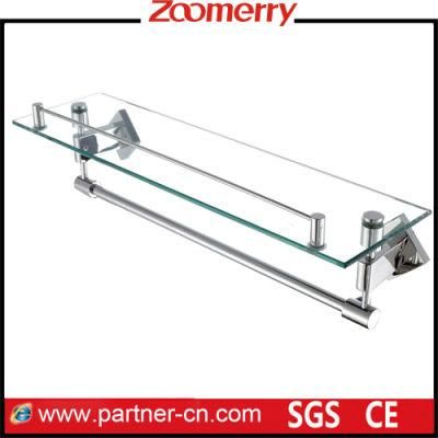 Stainless Steel 304 Tempered Glass Bathroom Shelf with Towel Bar