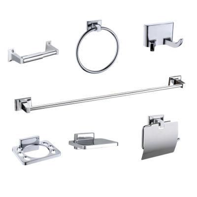 Square Design Zinc Alloy Chrome Bathroom Accessories 6 Pieces Set
