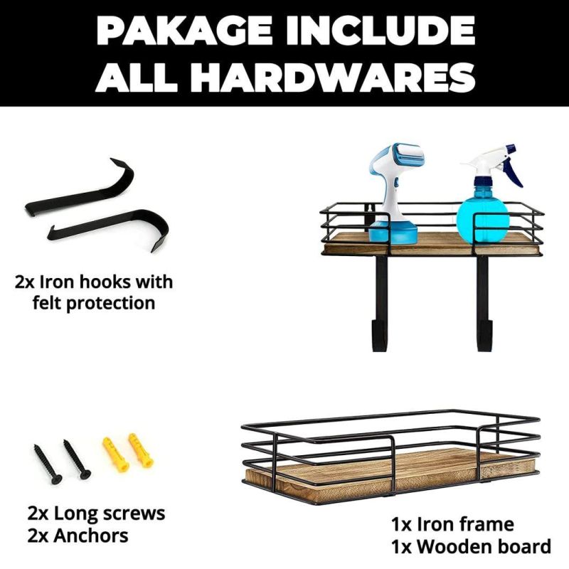 Laundry Room Iron Ironing Board Holder Hanger Wall Mount Shelf