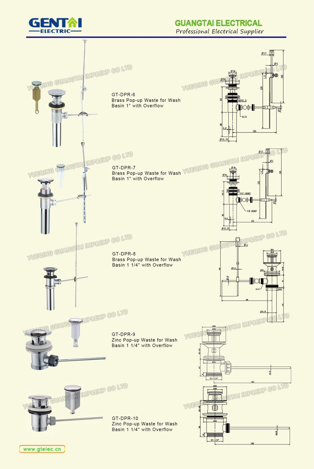 Brass Bathroom Fittings Drainer Rod Overflow Pop-up Waste 1′′ Basin Sink Lavatory Drain with Pull up Rod