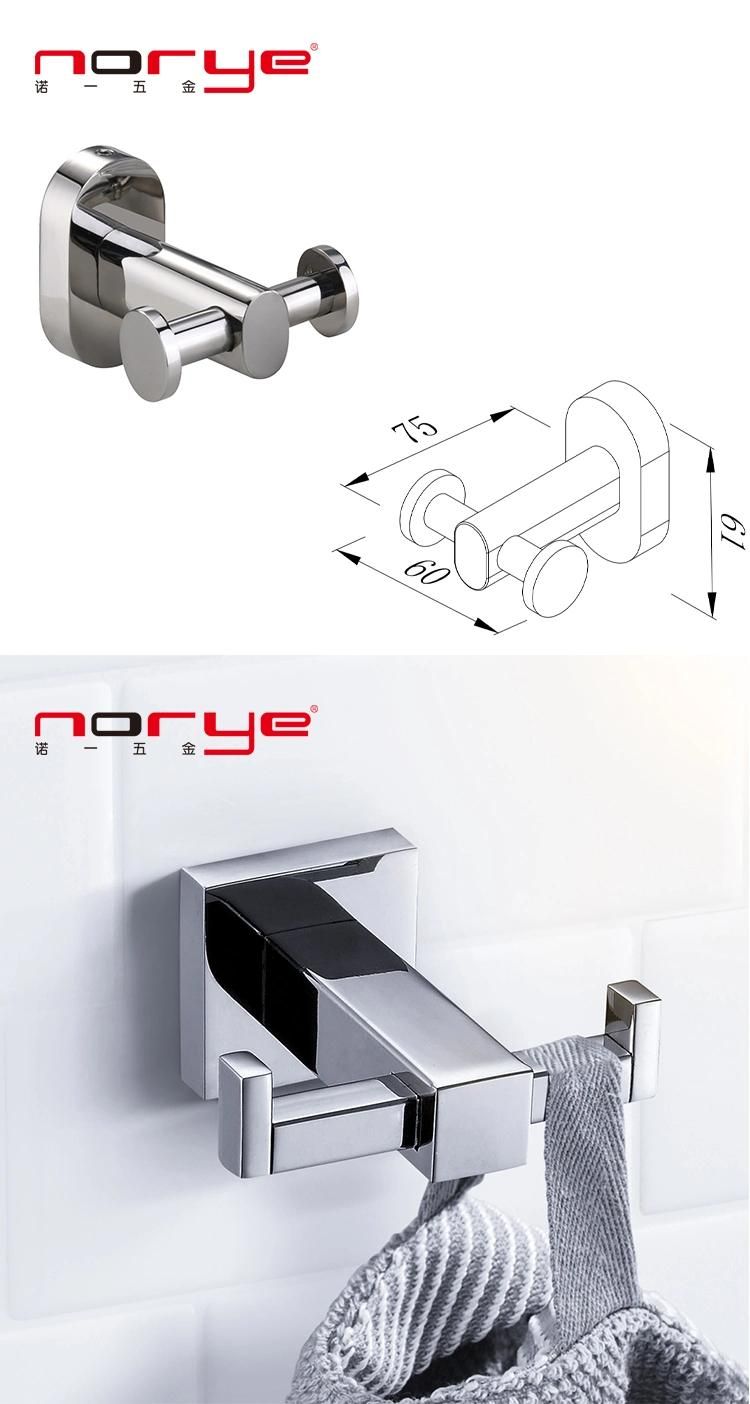 Wall Mounted Double Robe Hook Stainless Steel Coat and Hat Towel