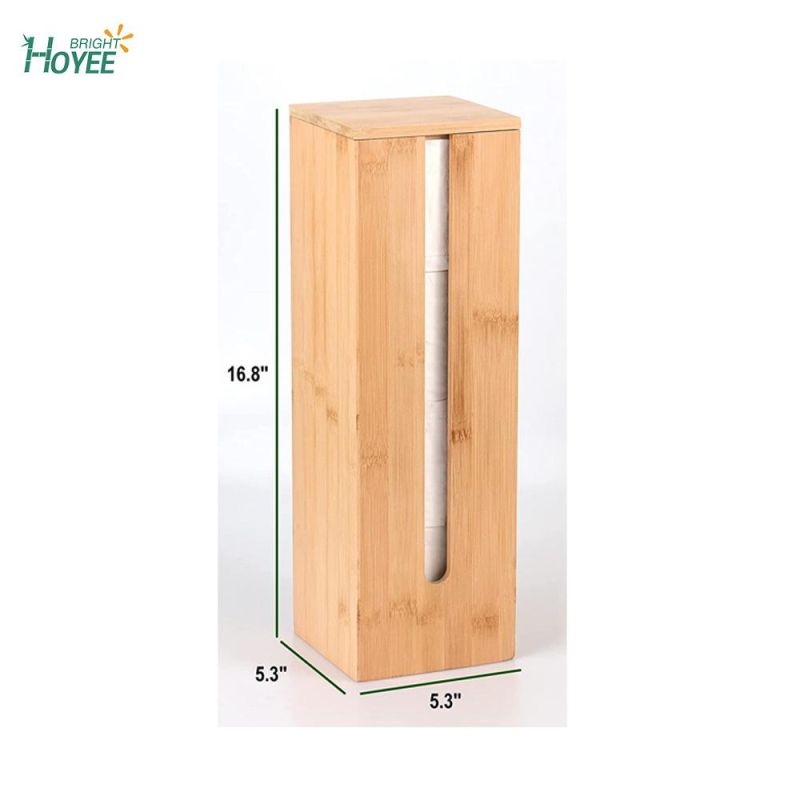 Bathroom Bamboo Toilet Paper Holder Spare Organizer