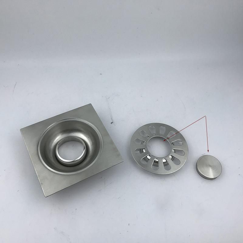 Toilet 2mm Square Stainless Steel Floor Drain Cover with Buckle Engineering Single and Double Water Seal Odorless Floor Drain