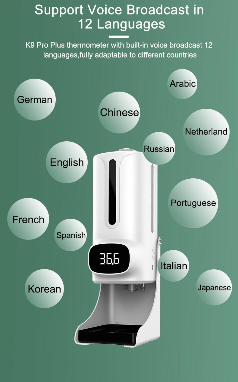 New Design Automatic Soap Dispenser Thermometer Sanitizer with WiFi APP Remote Control Korean K9 PRO Plus Tuya Smart