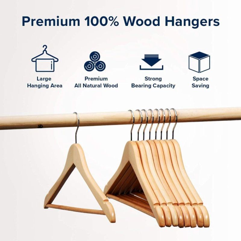 Wooden Hangers 20 Pack Hangers Wood Hangers Wooden Clothes Hanger Natural Smooth Finish Wooden Hanger Premium Wooden Hangers for Clothes Suit