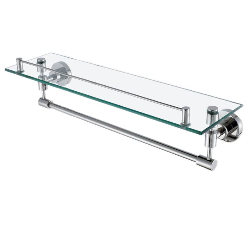 Stainless Steel 304 Tempered Glass Bathroom Shelf with Towel Bar