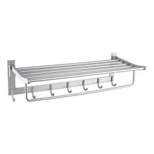 Luolin Aluminum Hotel Towel Rack Bathroom Folding Shelf Shower Towel Bar Storage Organizer, Anodized 91704-6